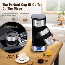 Aigostar 302FX - Koffiezetapparaat - Filterkoffie - 0.42 l - thermosbeker - Timer schakelaar - Ideal voor camping - 750W - RVS/Zwart — thumbnail 5