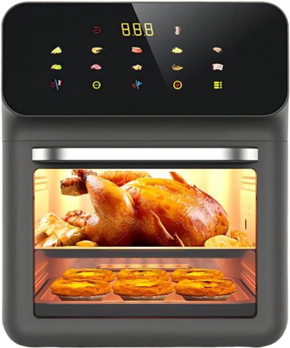 Tafeloven Airfryer - Heteluchtoven Combinatie - Gelijkmatig Koken - Dubbele Temperatuurzones - 15 Liter - Zwart — afbeelding 1