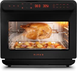 Multifunctionele Airfryer Oven - Heteluchtfriteuse Mini-oven - Gezond Koken - Stoom en Hetelucht - 12 Liter - Zwart — thumbnail 2