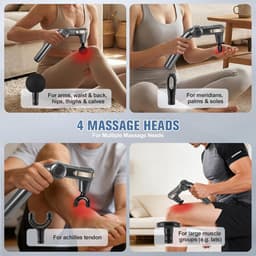 Massagepistool - Spierontspanningsapparaat - Spierherstel - Uittrekbare handgreep - 1500 mAh - Zwart — thumbnail 4