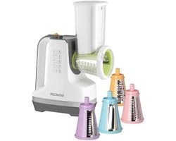 Allessnijder en rasp - Groentesnijder Keukenmachine - Gezond Eten Bereiden - 5 Verwisselbare Opzetstukken - 150 W - Wit