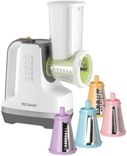 Allessnijder en rasp - Groentesnijder Keukenmachine - Gezond Eten Bereiden - 5 Verwisselbare Opzetstukken - 150 W - Wit — thumbnail 1