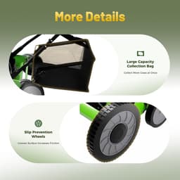 Handmatige Grasmaaier - Kooimaaier Duwmaaier - Gazon Onderhouden - Zonder Motor Stil - 50 cm Maaibreedte - Groen Zwart — thumbnail 5