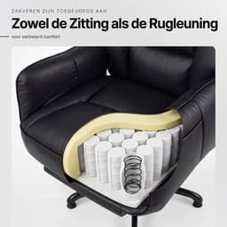 Dowinx Gamingstoel Zwart – Ergonomische Bureaustoel met Massage, Pocketvering en Verstelbare Functies – PU Leer – Grote Game Stoel — thumbnail 4