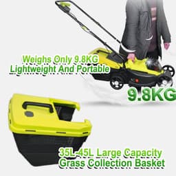 Accu Grasmaaier - Elektrische Duwmaaier - Gazon Onderhouden - Borstelloze Motor - 45L Opvangbak - Groen — thumbnail 4