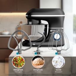 NIVA® Deegmachine - Mixer met Kneedhaak - Kneedmachine - Zwart - 38cm x 24cm x 32cm — thumbnail 3
