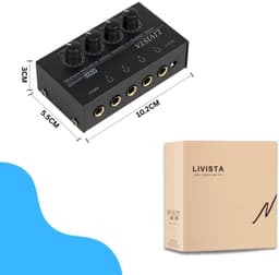 Livista Audio Versterker 4 Kanaals – Hoofdtelefoonversterker – Audio Splitter 4 Weg – 6,35 mm Jack – Microfoon & Instrument Versterker – Studio Audio Hub — thumbnail 5