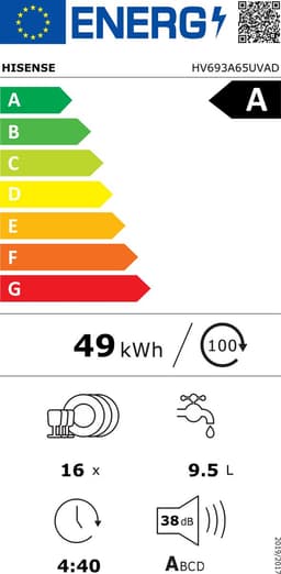 Hisense HV693A65UVAD Volledig ingebouwd 16 couverts — thumbnail 2