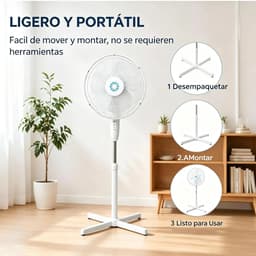 House Of Atelier - Staande Ventilator - Statiefventilator - Vloerventilator - Verstelbare Hoogte - 3 Standen - 40 cm - Wit — thumbnail 5