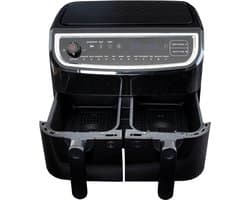 Dubbele Airfryer - Heteluchtfriteuse Dubbele Frituurpan - Gezond Frituren - Twee Aparte Lades - 9 Liter - Zilver