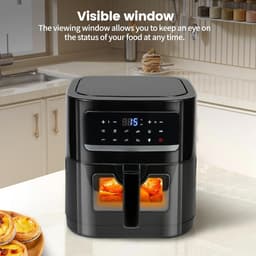 Heteluchtfriteuse - Airfryer Frituurpan - Gezond Frituren - Met Venster - 7 Liter - Zwart — thumbnail 4