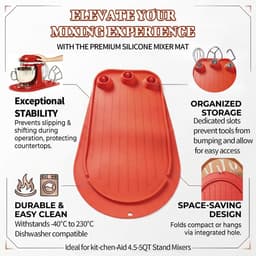 SnelShoppen - Mixer Slider Mat voor Staande Mixer - 3 Opbergvakken voor Accessoires - Siliconen Schuifmat voor 5 Liter Keukenmachine - Ideaal voor Keu — thumbnail 3