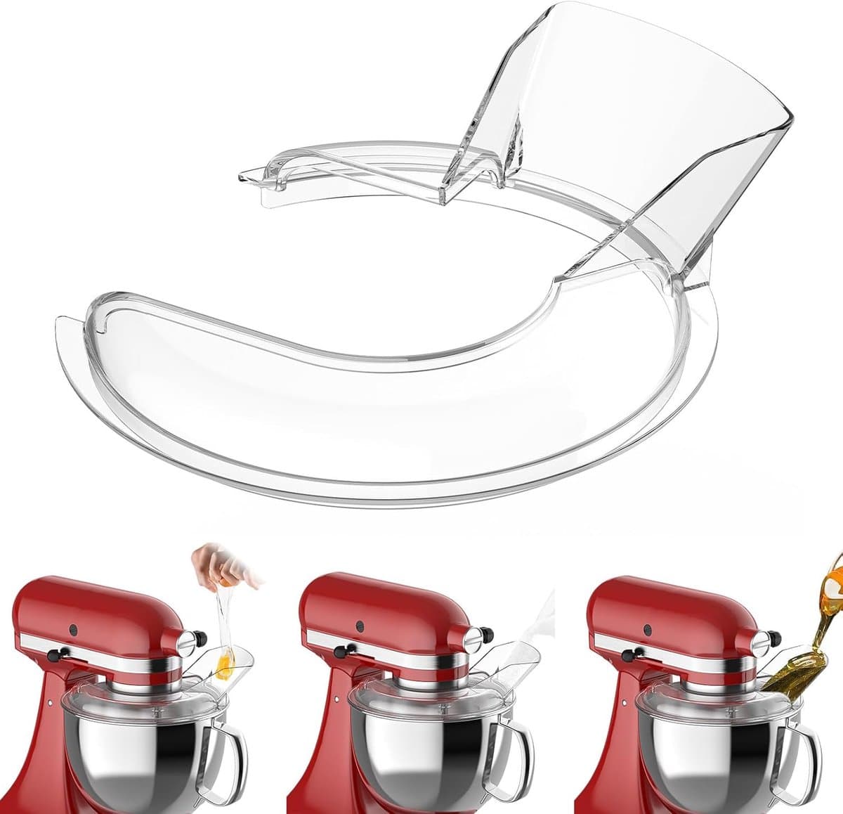 SnelShoppen - Splash Guard voor Keukenmachine 4.5 en 5-quart Tilt-Head, Perfecte Deksel voor Keukenmixers, Transparant, RVS, Glas en Keramiek, Vaatwas — afbeelding 1