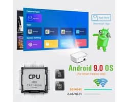 Byintek - K45 - Beamer - Projector Beamer - Mini Meamer - 4k - Full HD 1080P - 1920x1080dpi - Automatische focus - met WiFi - 950ANSI Lumens - Wit