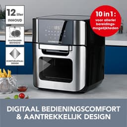 Hetelucht friteuse - Multicooker Oven - Vetarm Koken - XXL Capaciteit - 12 Liter - Zilver — thumbnail 2