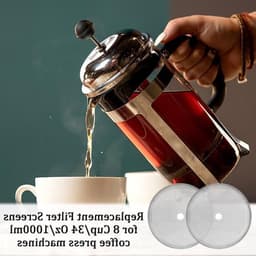 6 stuks vervangende filter-mesh-schermen voor cafetière, herbruikbaar RVS French press-filter voor 8 kopjes koffie, ideaal voor 1000 ml koffiezetapparaten — thumbnail 5