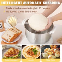 Elektrische Deegmachine 7L – Automatische Deegkneder 200W – Deeg Mixer met Fermentatiefunctie 28-40°C – RVS Mengkom – Touch Bediening – Voor Pizza, Brood & Bakken — thumbnail 4