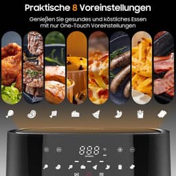 Heteluchtfriteuse XXL - Airfryer met venster - Gezond koken - Groot kijkvenster - 9 Liter - Zwart — thumbnail 4