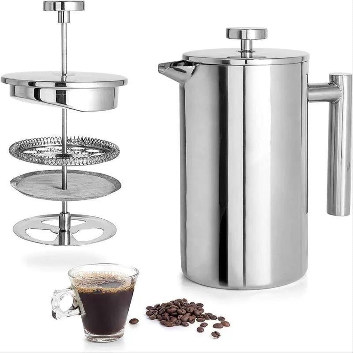 350 ml roestvrijstalen French press, dubbellaags filter, koffiezetapparaat/theemaker Geschikt voor opschenken, draagbaar Geschikt voor op de camping. — afbeelding 1