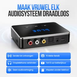 Strex Bluetooth Transmitter en Receiver 3 in 1 Adapter - Bluetooth Audio Zender en Ontvanger - Bluetooth 6.0 - AUX/RCA/Optisch - Draadloos - 15 meter bereik — thumbnail 2