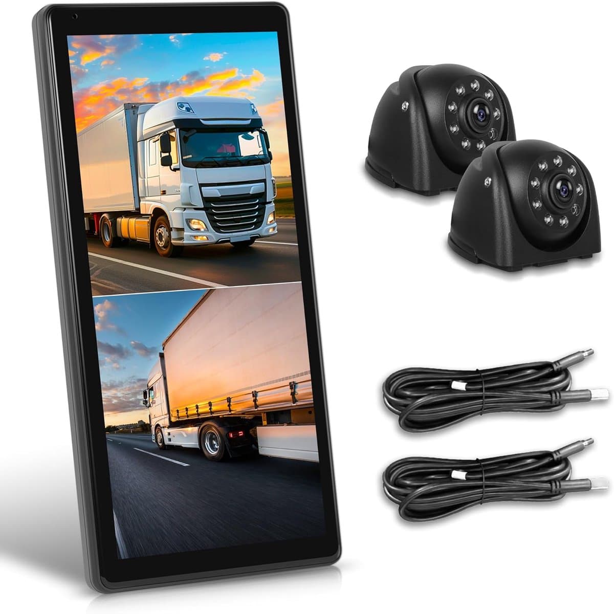 Thijox - Vrachtwagenspiegel Dashcam met 2 Achteruitrijcamera's, 10,36 Inch Verticaal Scherm, IP67, BSD-systemen, DVR, Loopopname voor Vrachtwagen en B — afbeelding 1