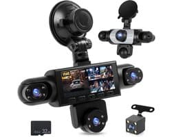 SnelShoppen - 5-Kanaals Dashcam 1080p + 480p Cabinecamera, Auto Rijrecorder met Loopopname, 24-Uurs Parkeermonitor, Bewegingsdetectie, Nachtzicht