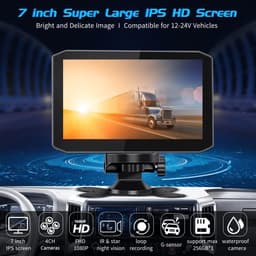 SnelShoppen - 4CH Dashcam Set met 7 Inch Monitor, 1080P Waterproof Camera's voor Truck, Bus en Voertuigen, GPS, Nachtzicht, G-Sensor, Voor en Achter B — thumbnail 5