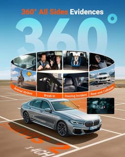 Dashcam voor auto - Zwart - 3,19 inch scherm - 4 Camera's met 2,7K HDR en Nachtzicht - Voor Binnen en Buiten gebruik — thumbnail 4