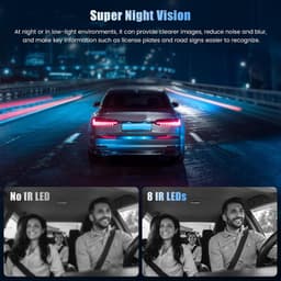 Dashcam voor auto - Zwart - 3 inch IPS scherm - 4-kanaals 2K + 1080p camera’s - Met wifi en app voor volledige bewaking — thumbnail 3