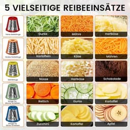 Elektrische groentesnijder - Wit - 9 x 7,5 cm - 5-in-1 met Roestvrijstalen Messen - Voor Keuken Gebruik — thumbnail 4
