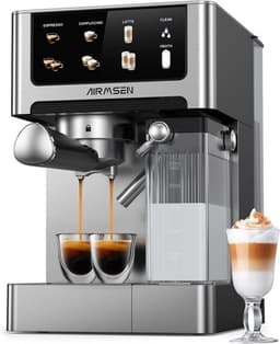 Espressomachine 20 bar met dubbele boiler - cappuccino & latte - 1350 W/1000 W - 15 seconden extractie - roestvrijstaal - uitneembare watertank 1,8 L — thumbnail 1