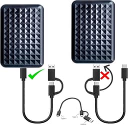 Externe Harde Schijf - Draagbare Opslag - Bestanden Opslaan - Dubbele Kabel Opties - 120GB - Zwart — thumbnail 3
