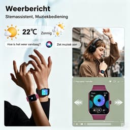 Blackview Smartwatch Heren & Dames met Bluetooth - R50 - Sporthorloge - Stappenteller & Hartslagmeter - SOS - Paars — thumbnail 4