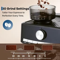 RosaBloom Koffiezetapparaat - Espressomachine - Pistonmachine - Koffiemachine - Geïntegreerde koffiemaler - 15 bar pomp - 1.5L watertank — thumbnail 2