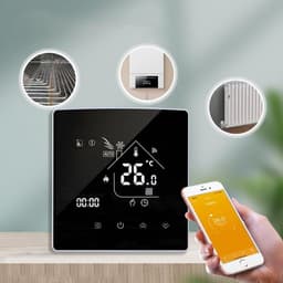 Slimme Thermostaat - Temperatuurregelaar - Verwarming Instellen - Microcomputer Controle - 86 x 86 cm - Zwart — thumbnail 4