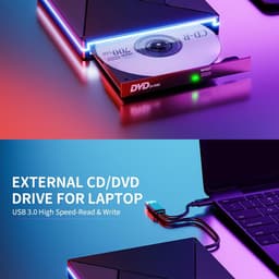 Externe Disc Drive - Optisch Station - Gegevens Back-up - Kleur Verlichting - USB 3.0 Type C - Zwart — thumbnail 3