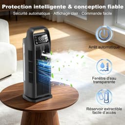 Mobiele Aircooler – 6-in-1 Luchtkoeler – Stil – 120° Oscillatie – 1200 ml – Zwart — thumbnail 2