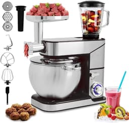 Keukenmachine - Mixer - Bakken en Koken - 3-in-1 Functie - 12 Liter Kom - Zilver — thumbnail 1