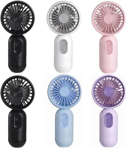 Mini draagbare ventilatoren, set van 6, schattige handventilatoren, op batterijen, lichtgewicht en draagbaar, 3 windsnelheden, USB oplaadbaar, wimperventilator, unisex, geschikt voor kantoor, buiten, reizen en kamperen. — thumbnail 1