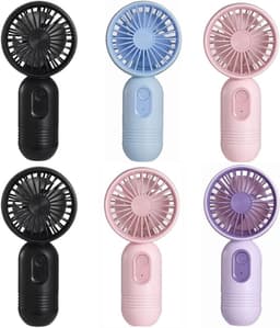 Mini draagbare ventilatoren, set van 6, schattige handventilatoren, op batterijen, lichtgewicht en draagbaar, 3 windsnelheden, USB oplaadbaar, wimperventilator, unisex, geschikt voor kantoor, buiten, reizen en kamperen. — thumbnail 1