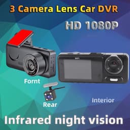 Dash Cam - Auto Camera Rijcamera - Bewijs Verzamelen - Driekanaals Opname - 2 Inch Scherm - Zwart — thumbnail 2