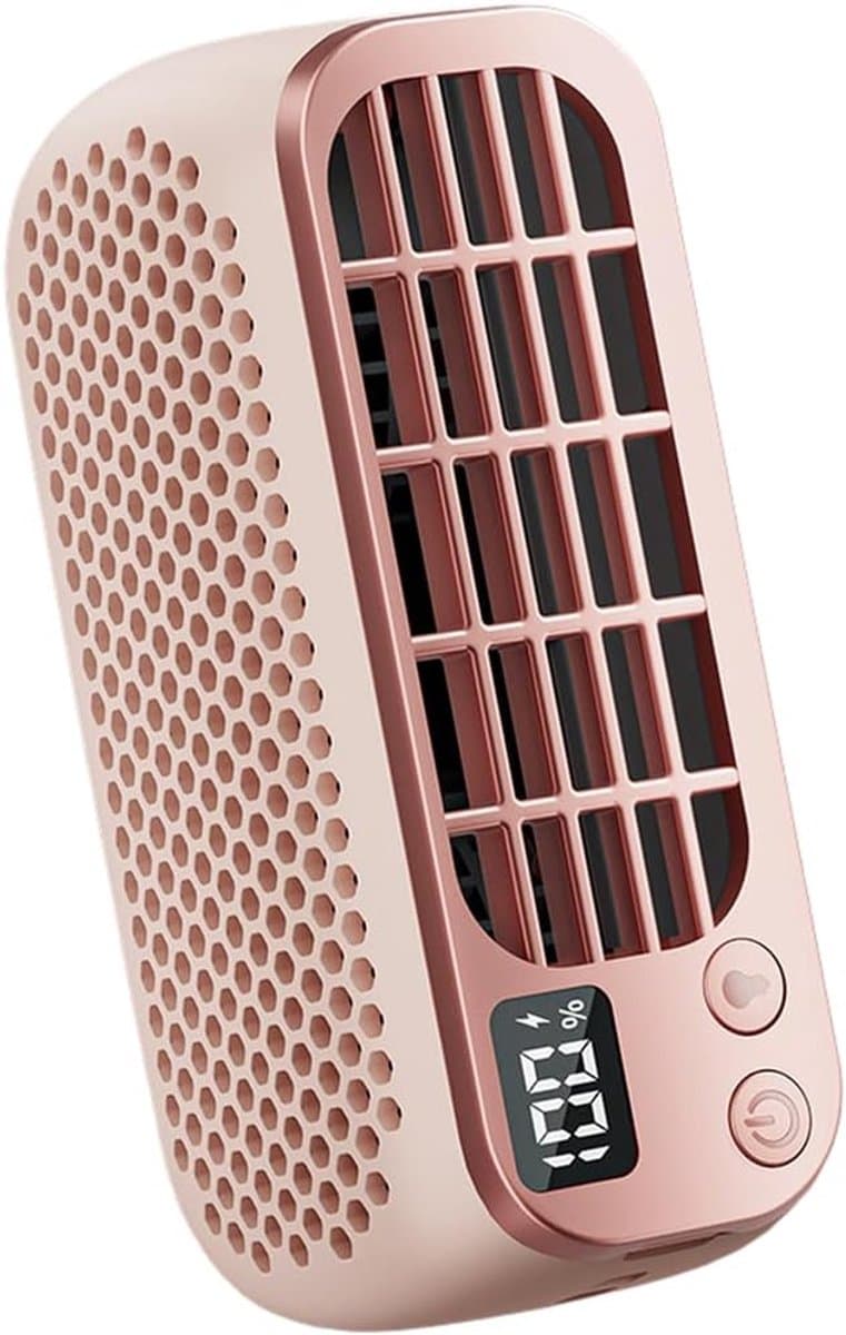 Draagbare USB-ventilator zonder bladen, compacte ventilator voor thuis en buitenshuis, mini-nachtlampje, 5 instelbare snelheden, roze. — afbeelding 1