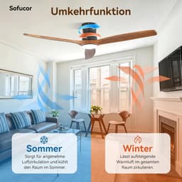 Plafondventilator met Verlichting – Stil 20 dB – Afstandsbediening – Dimbare LED – 6 Snelheden – 132 cm — thumbnail 2