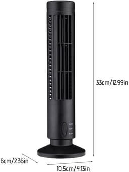 Draagbare Luchtkoeler - USB Ventilator - 1 Stuks - 2 Snelheden - Thuis Kantoor Slaapzaal - Zwart — thumbnail 2