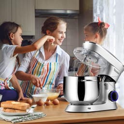 SnelShoppen - Vezzio Food Processor Kneedmachine 1500W, Geluidsarm, 10 Snelheden, 8.5L RVS Kom, Kneedhaken, Mixborstel, Zilver, Voor Bakken en Koken — thumbnail 5