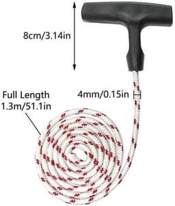 Starthendel voor grasmaaier, terugslagstartkoord met 3 starthendels, accessoires voor grasmaaiers met snoer voor de meeste grasmaaiers-Een meter touw — thumbnail 2