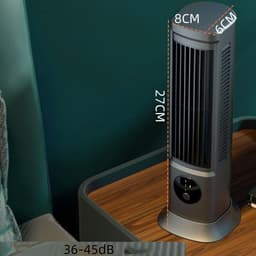 Torenventilator - Vloerventilator - Mini tafelventilator - Handmatige instelling - Bladloze ventilator - Staand en liggend - Met digitaal display - Inclusief USB datakabel - Voor slaapkamers, woonkamers, kantoren (Grijs - 27*6*8 cm) — thumbnail 2