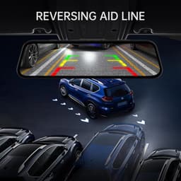 KZQ Dashcam met achteruitrijcamera 4K 10 inch IPS-touchscreen spiegelcamera voor auto voor en achter opname met voice control nachtzicht parkeerstand bewegingsdetectie incl 32GB SD-kaart — thumbnail 4