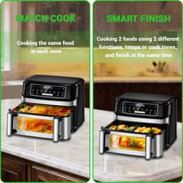 Airfryer Dubbel 12 Liter XXL – Dual Zone – Smart Finish – Match Cook – 8 Automatische Programma's – Met Kijkvenster – Zwart — thumbnail 2