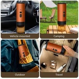 Hutjemutje - draagbare koffiezetapparaat - koffiemachine - draadloos voor in de auto - 12V - espresso - nespresso - dolce gusto - capsule koffie - gemalen koffie - oplaadbaar - oranje — thumbnail 4